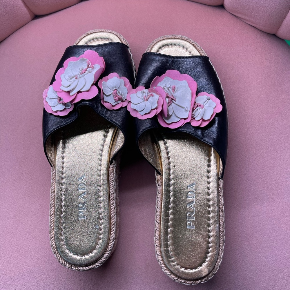 Prada leather slides